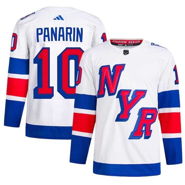 Men%27s New York Rangers #10 Artemi Panarin White 2024 Stadium Series Stitched Jersey Dzhi